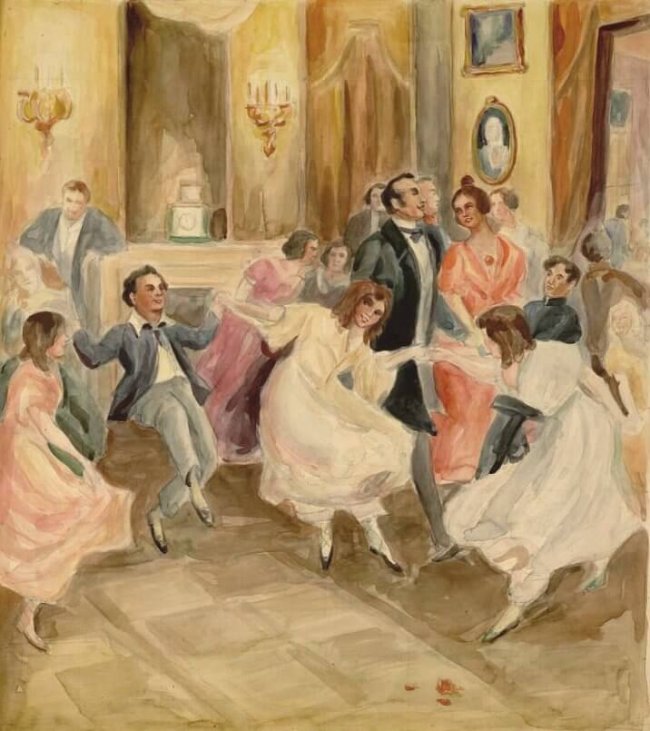 Иллюстрация к повести Толстого «Детство». Детский бал. Копия с раб. А.П. Апсита. Начало ХХ в.