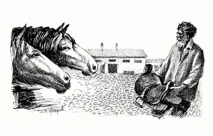 Петров Г.В. Холстомер и Нестер с седлом. 1937